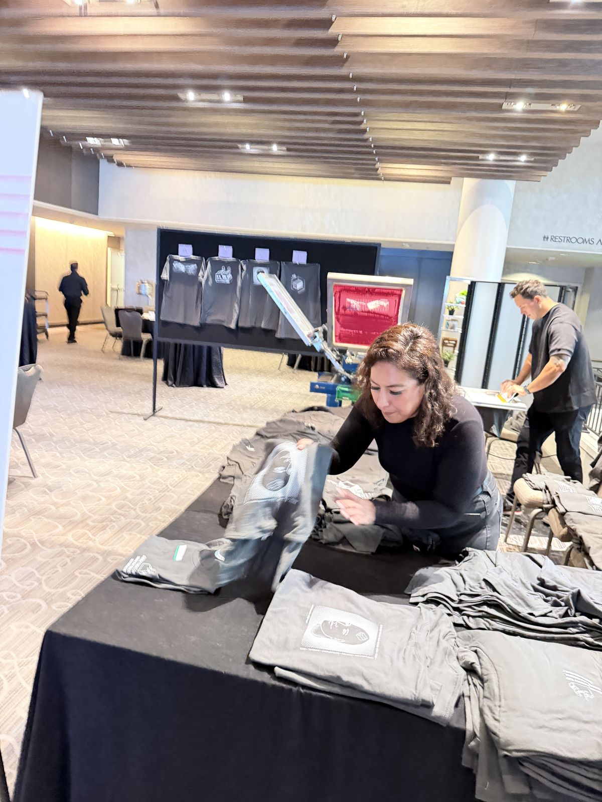 Merch Troop live printing — the line forms fast